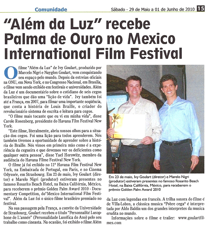 Brazilian Voice: Beyond the Light receives Golden Palm Award at the Mexico International Film Festival