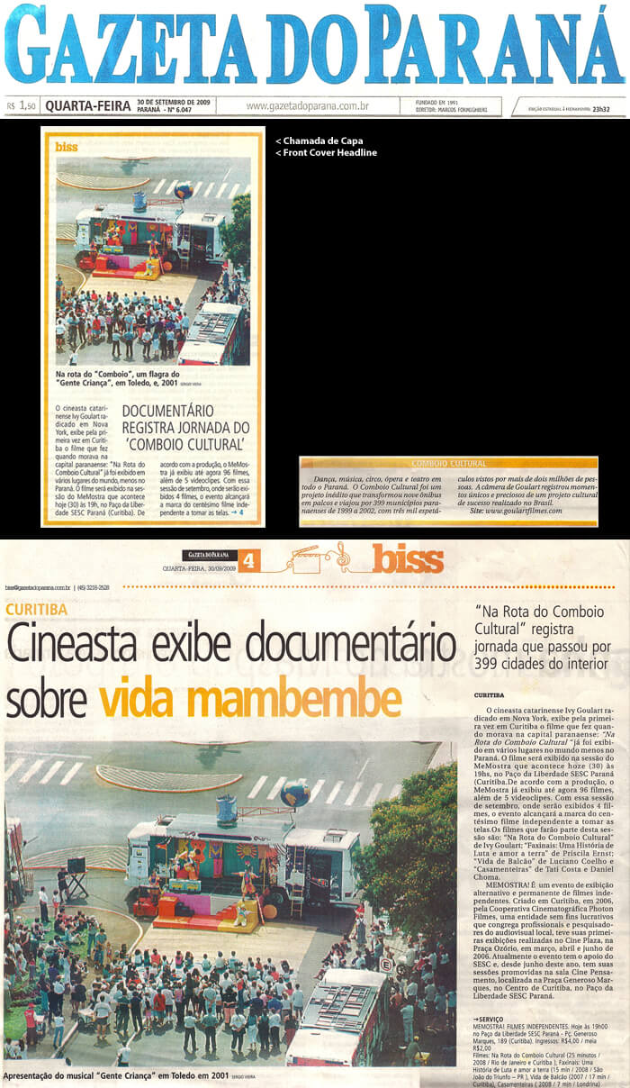 Gazeta do Paraná: Filmmaker shows documentary about mambembe life