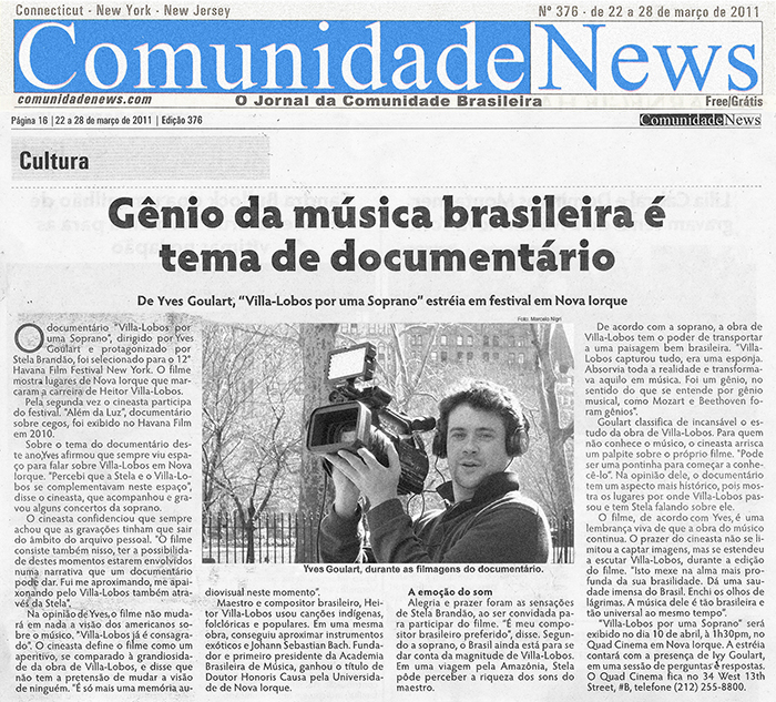Comunidade News: Brazilian music genius is subject of documentary