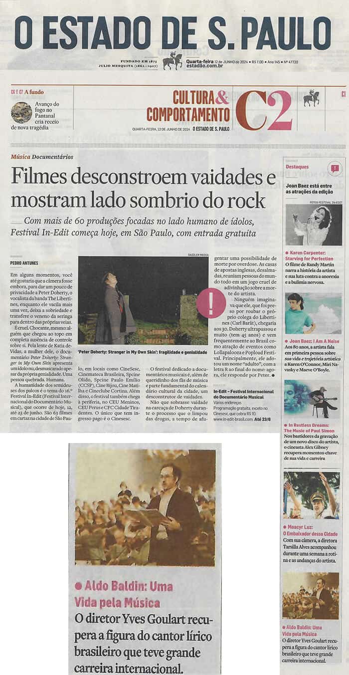 Jornal O Estado de S. Paulo: Films deconstruct vanities and show the dark side of rock