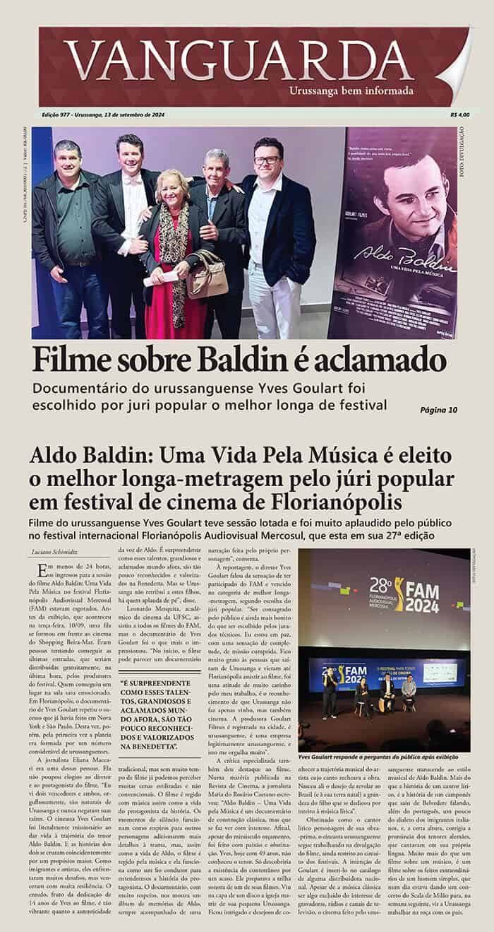 Jornal Vanguarda: Film about Baldin is acclaimed