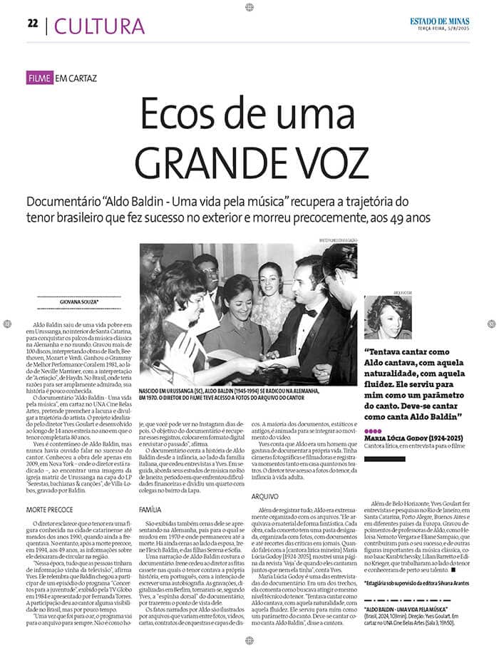 Jornal Estado de Minas: Echoes of a great voice