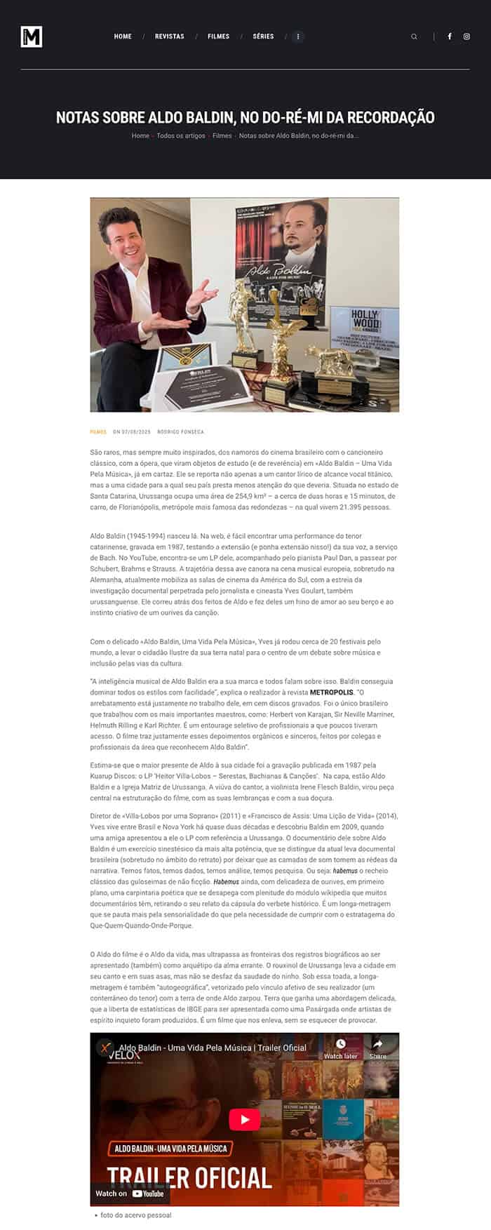 Metropolis: Notes on Aldo Baldin, in the do-re-mi of remembrance